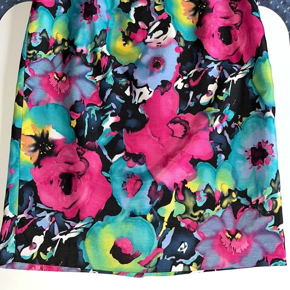 Black Label by Evan-Picone Multicolored Floral Asymmetrical Back Zip Sleeveless - Picture 9 of 10